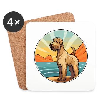 Weich beschichtete Wheaten Terrier Hunderasse Cartoon Haustier - Untersetzer (4er-Set) - Weiß - Vorne