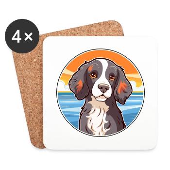 Spaniel Dog Breed Cartoon Kawaii Clipart Dog Pet - Coasters (set of 4) - white - Front