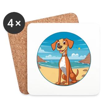 Stephens Cur chien race Cartoon Kawaii Clipart chien - Dessous de verre (lot de 4) - blanc - Devant