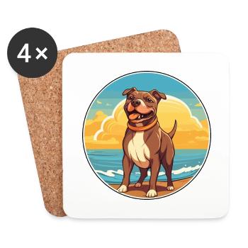 Staffordshire Bullterrier Hunderasse Cartoon Haustier - Untersetzer (4er-Set) - Weiß - Vorne