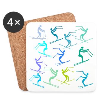 DÉBUTANTS SKI PISTES DE SKI - Dessous de verre (lot de 4) - blanc - Devant