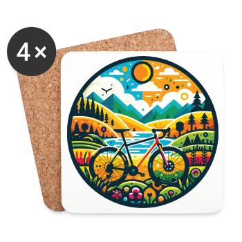 Gravel Bike Adventure Illustration - Coasters (set of 4) - white - Front
