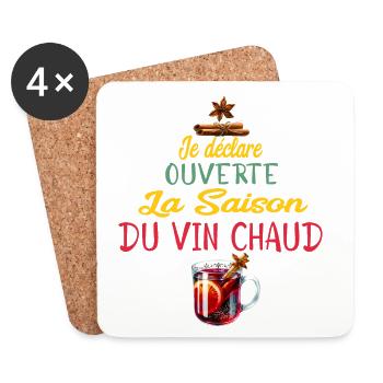 Ouverture Vin Chaud Saison - Dessous de verre (lot de 4) - blanc - Devant