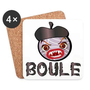 BOULE PÉTANQUE BOCCIA - BASKENMÜTZE - Untersetzer (4er-Set) - Weiß - Vorne