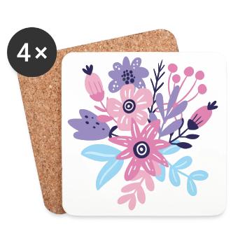 Pastel Floral Burst - Coasters (set of 4) - white - Front