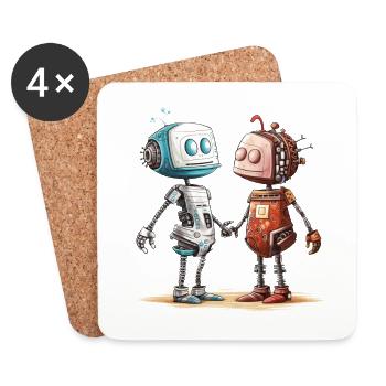 Dans Love Robots Made Of Parts Love Shirt - Dessous de verre (lot de 4) - blanc - Devant