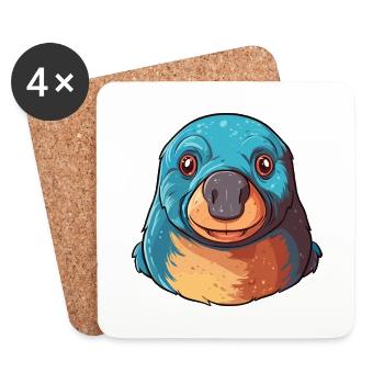 Mole Colorful Watercolor Cartoon Kawaii Animal - Coasters (set of 4) - white - Front