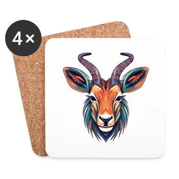 Antilope Buntes Aquarell Cartoon Kawaii Tier - Untersetzer (4er-Set) - Weiß - Vorne