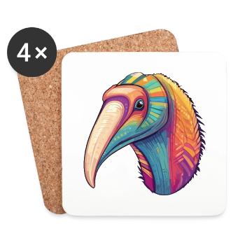 Ameisenbär Bunte Aquarell-Karikatur Kawaii-Tier - Untersetzer (4er-Set) - Weiß - Vorne