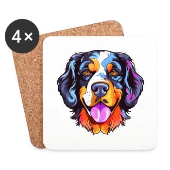 Hund Buntes Aquarell Cartoon Kawaii Tier - Untersetzer (4er-Set) - Weiß - Vorne