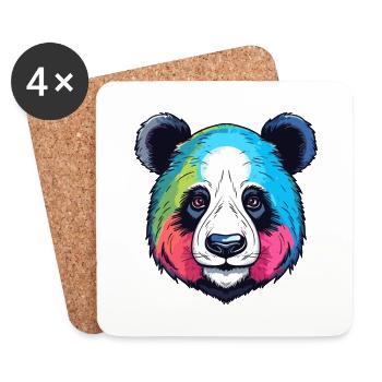 Panda Buntes Aquarell Cartoon Kawaii Tier - Untersetzer (4er-Set) - Weiß - Vorne