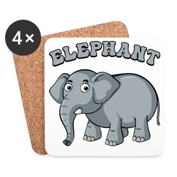 Elefant Arc Karikatur auf Schwarz - Untersetzer (4er-Set) - Weiß - Vorne