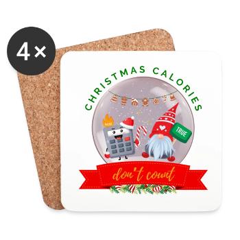 Calculateur de biscuits de Noël Les calories ne comptent pas - Dessous de verre (lot de 4) - blanc - Devant