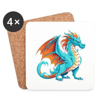 Drache Buntes Aquarell Cartoon Kawaii Tier - Untersetzer (4er-Set) - Weiß - Vorne