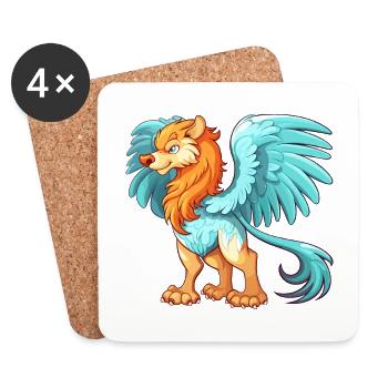 Griffin Colorful Watercolor Cartoon Kawaii Animal - Coasters (set of 4) - white - Front