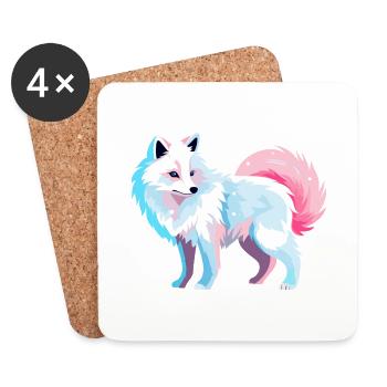 Arktisfuchs Bunte Aquarell-Karikatur Kawaii Anim - Untersetzer (4er-Set) - Weiß - Vorne