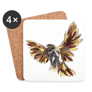 Eagle flight illustration colors icon bird icon - Coasters (set of 4) - white - Front