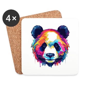 Panda Buntes Aquarell Cartoon Kawaii Tier - Untersetzer (4er-Set) - Weiß - Vorne