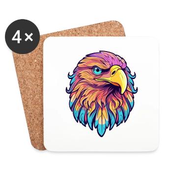 Adler Buntes Aquarell Cartoon Kawaii Tier - Untersetzer (4er-Set) - Weiß - Vorne