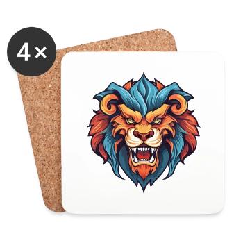 Manticore Bunte Aquarell-Karikatur Kawaii Anima - Untersetzer (4er-Set) - Weiß - Vorne