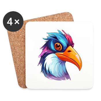Penguin Colorful Watercolor Cartoon Kawaii Animal - Coasters (set of 4) - white - Front