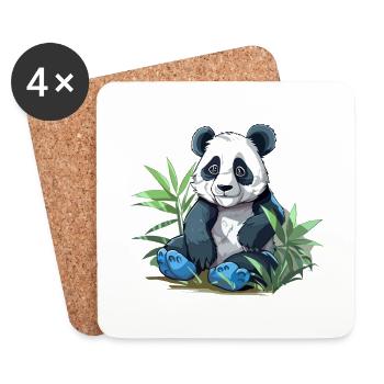 Panda Buntes Aquarell Cartoon Kawaii Tier - Untersetzer (4er-Set) - Weiß - Vorne