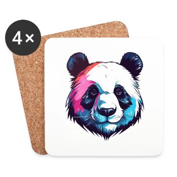 Panda Buntes Aquarell Cartoon Kawaii Tier - Untersetzer (4er-Set) - Weiß - Vorne