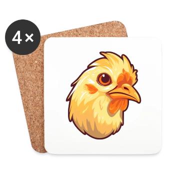 Poussin Pet Aquarelle Colorée Dessin Animé Kawaii Anima - Dessous de verre (lot de 4) - blanc - Devant
