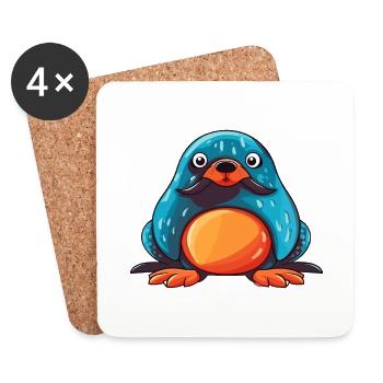 Mole Colorful Watercolor Cartoon Kawaii Animal - Coasters (set of 4) - white - Front