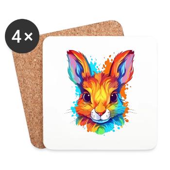 Eichhörnchen buntes Aquarell Cartoon Kawaii Tier - Untersetzer (4er-Set) - Weiß - Vorne