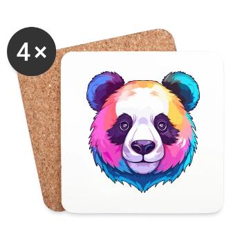 Panda Buntes Aquarell Cartoon Kawaii Tier - Untersetzer (4er-Set) - Weiß - Vorne