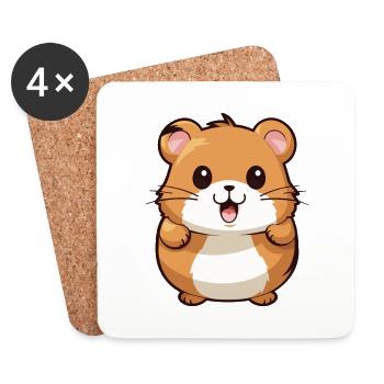 Hamster Niedliche Karikatur Kawaii Aquarell Tier Haustier - Untersetzer (4er-Set) - Weiß - Vorne