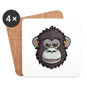 Baboon Cute Cartoon Kawaii Watercolor Animal Pet - Coasters (set of 4) - white - Front
