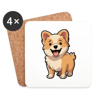 Hund niedliche Karikatur Kawaii Aquarell Tier Haustier - Untersetzer (4er-Set) - Weiß - Vorne