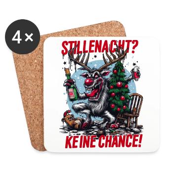 Ironisches Rentier: Keine stille Nacht! - Untersetzer (4er-Set) - Weiß - Vorne