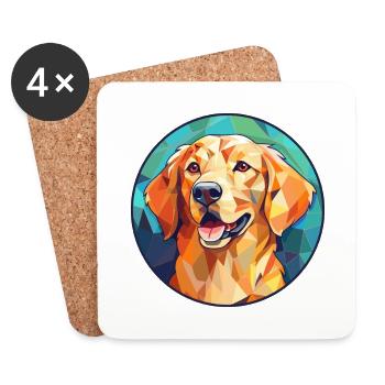 Golden Retriever Hund Buntes Glas Buntes Cartoo - Untersetzer (4er-Set) - Weiß - Vorne