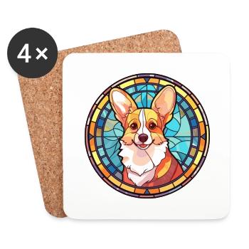 Corgi Hund Buntes Glas Bunte Karikatur Kawaii An - Untersetzer (4er-Set) - Weiß - Vorne