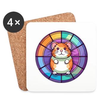 Hamster vitrail coloré Cartoon Kawaii Anim - Dessous de verre (lot de 4) - blanc - Devant