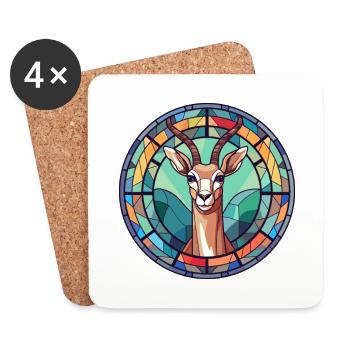 Impala Buntglas Bunte Karikatur Kawaii Anima - Untersetzer (4er-Set) - Weiß - Vorne