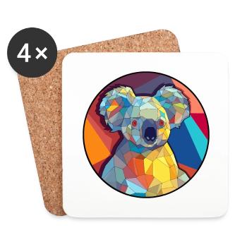 Koala Buntglas Bunte Karikatur Kawaii Tier - Untersetzer (4er-Set) - Weiß - Vorne