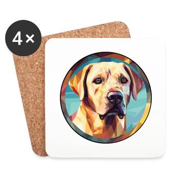 Labrador Retriever Hund Buntes Glas Bunter Wagen - Untersetzer (4er-Set) - Weiß - Vorne