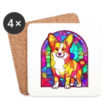 Corgi Hund Buntes Glas Bunte Karikatur Kawaii An - Untersetzer (4er-Set) - Weiß - Vorne