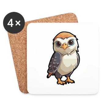 Falcon Cute Cartoon Kawaii Watercolor Animal Pet - Coasters (set of 4) - white - Front