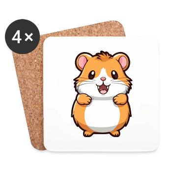 Hamster Niedliche Karikatur Kawaii Aquarell Tier Haustier - Untersetzer (4er-Set) - Weiß - Vorne