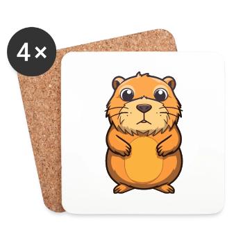 Gopher Niedliche Karikatur Kawaii Aquarell Tier Haustier - Untersetzer (4er-Set) - Weiß - Vorne