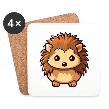 Igel Niedliche Karikatur Kawaii Aquarell Tier Haustier - Untersetzer (4er-Set) - Weiß - Vorne