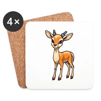 Impala Niedliche Karikatur Kawaii Aquarell Tier Haustier - Untersetzer (4er-Set) - Weiß - Vorne