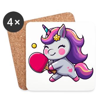 Unicorn Unicorn with Table Tennis Racket for - Coasters (set of 4) - white - Front