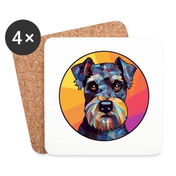 Miniatur Schnauzer Hund Buntes Glas Buntes Auto - Untersetzer (4er-Set) - Weiß - Vorne