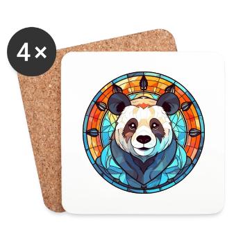 Panda Buntglas Bunte Karikatur Kawaii Tier - Untersetzer (4er-Set) - Weiß - Vorne
